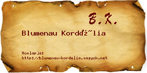 Blumenau Kordélia névjegykártya